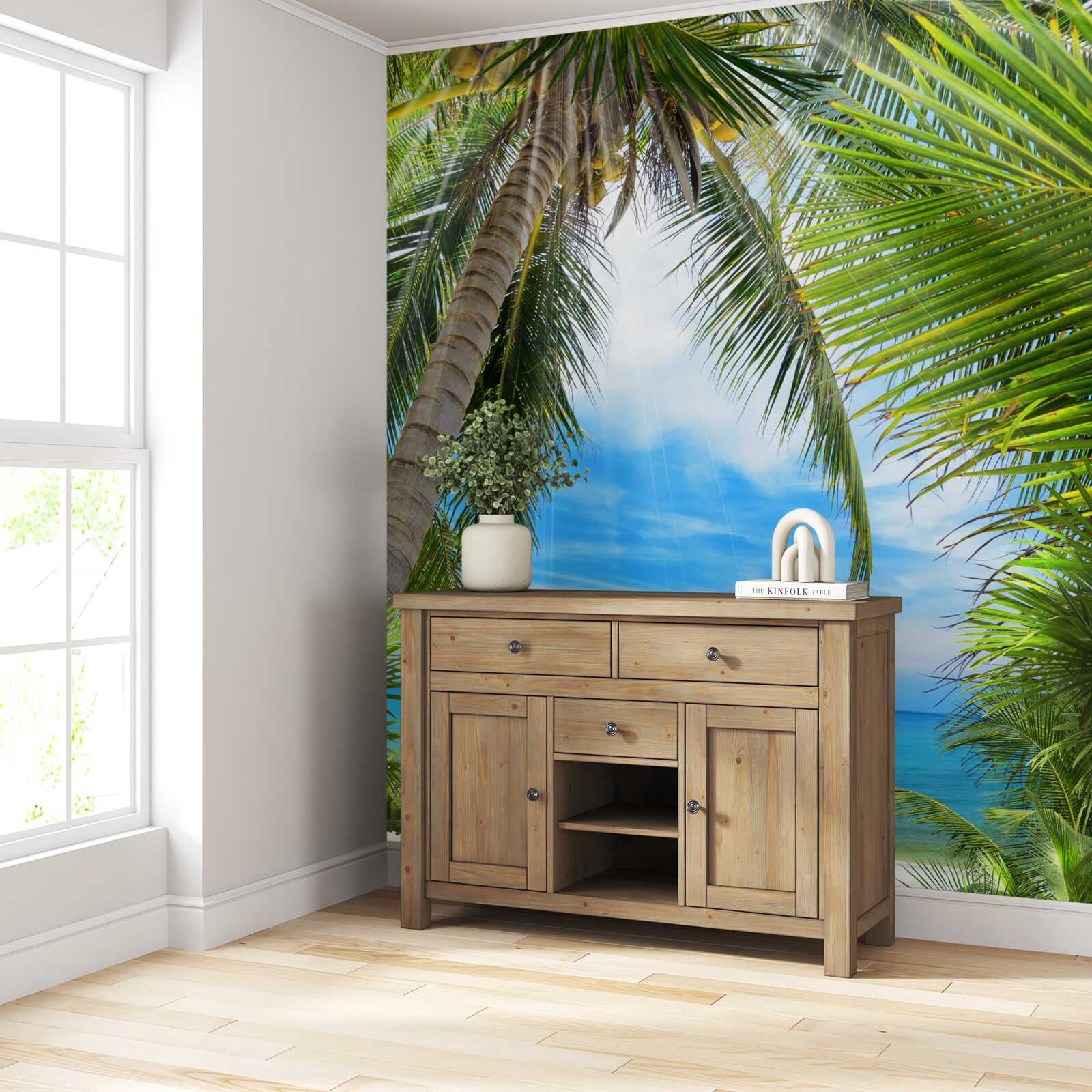 Fototapet cale spre ocean prin palmieri