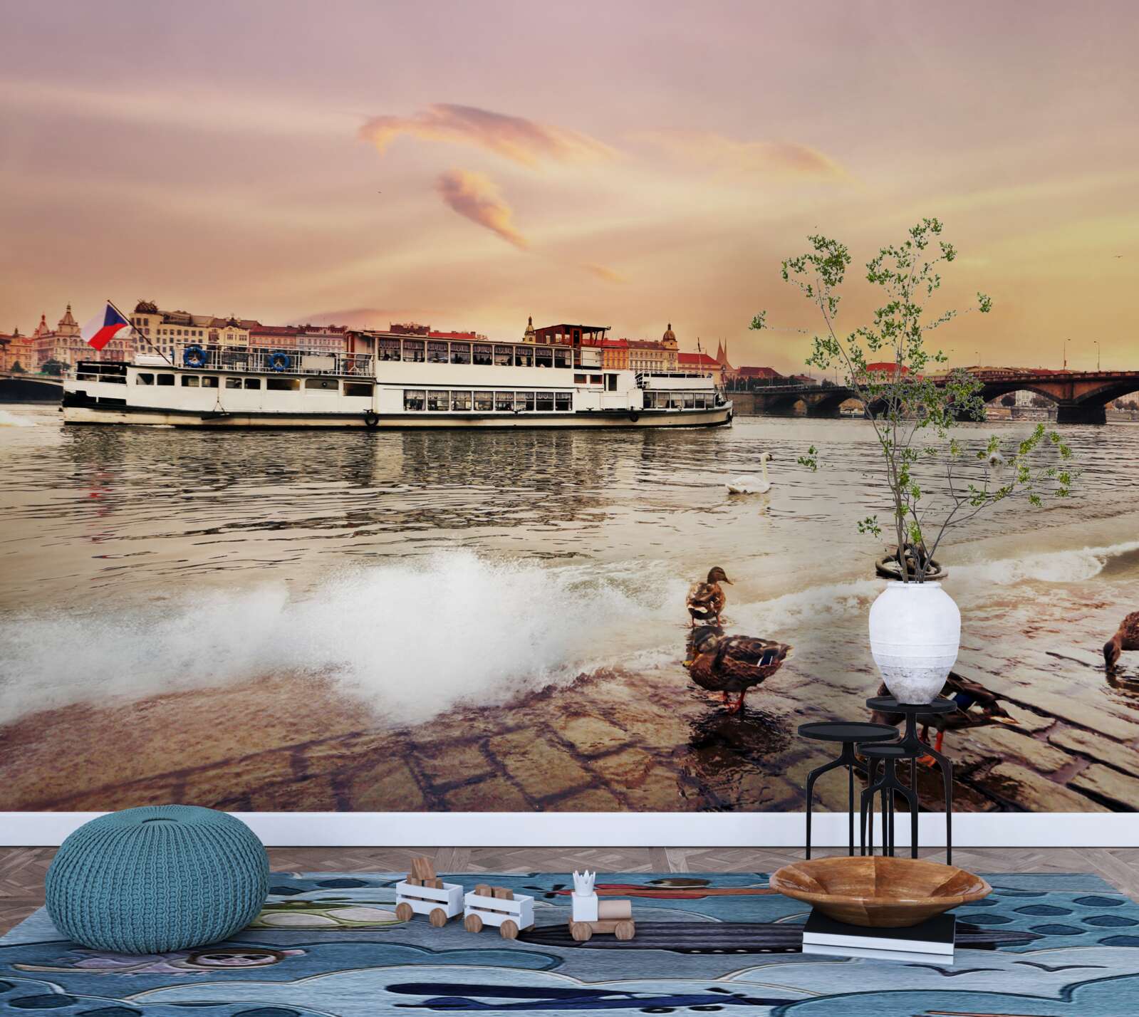 Fototapet rațe lângă iaz