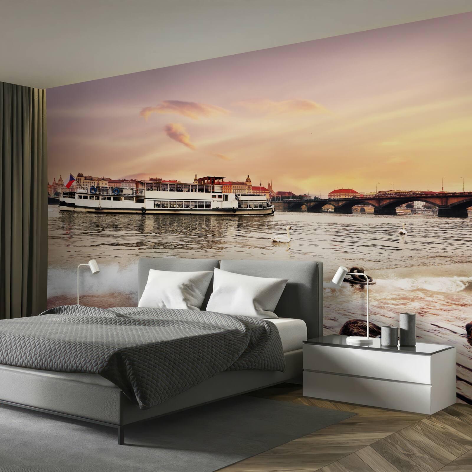 Fototapet rațe lângă iaz