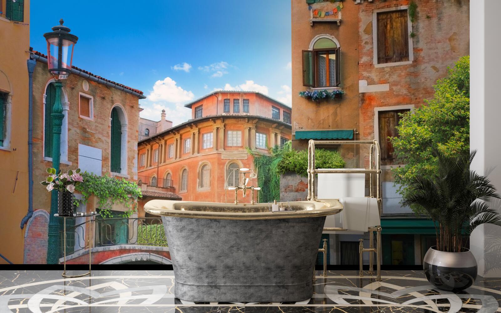 Fototapet clădiri și structuri de pod deteriorate