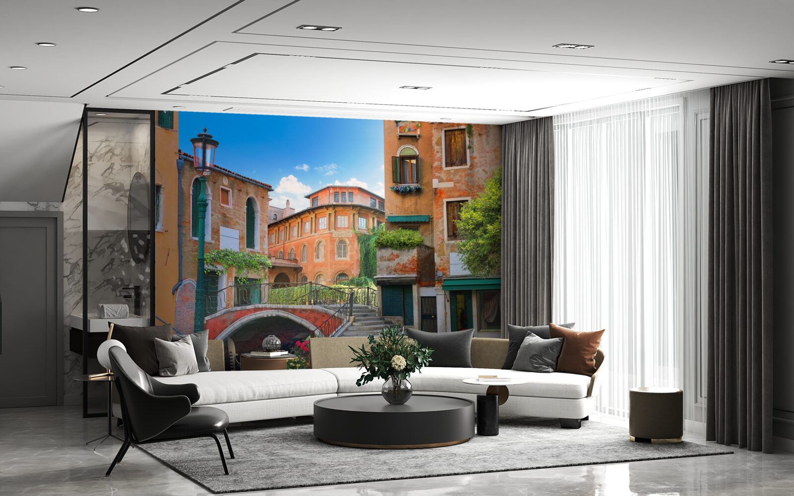 Fototapet clădiri și structuri de pod deteriorate