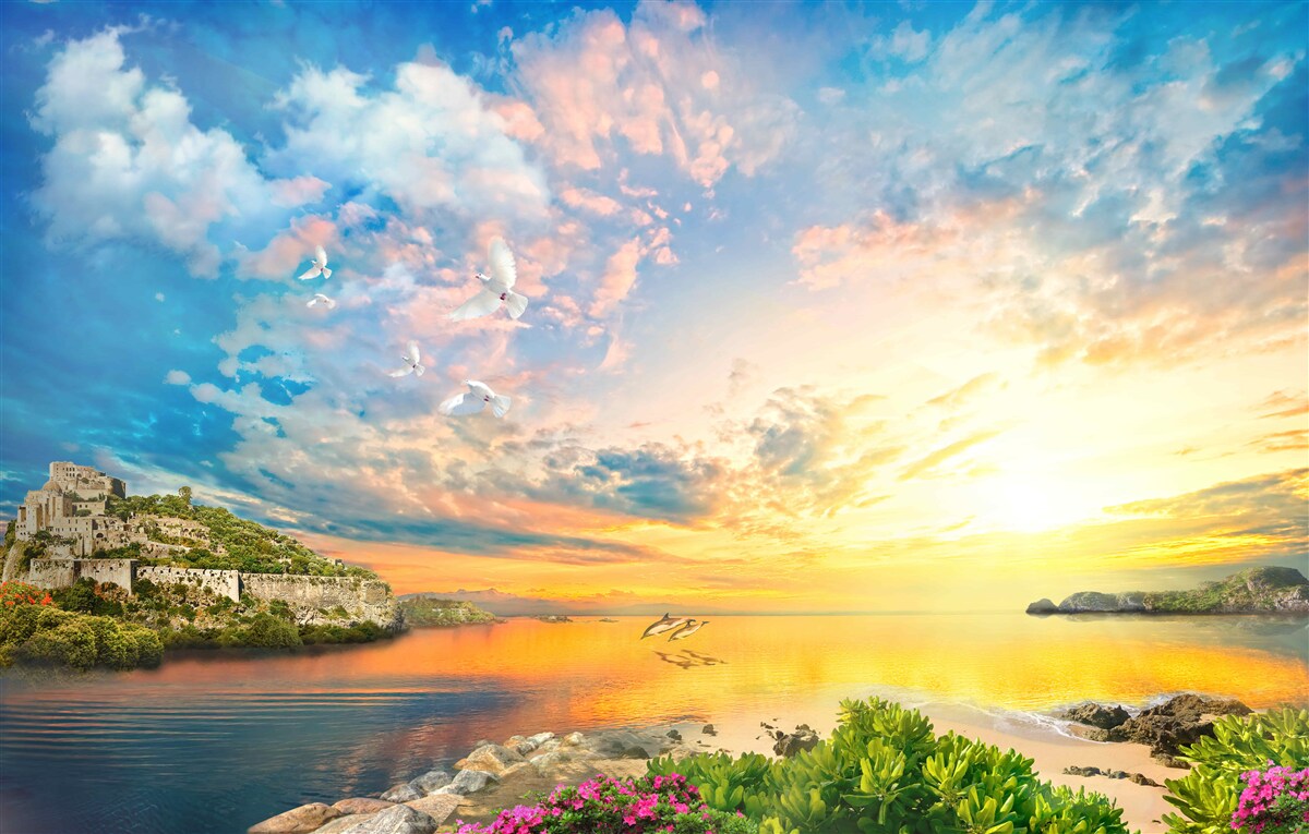 Fototapet delfinii ies din apă