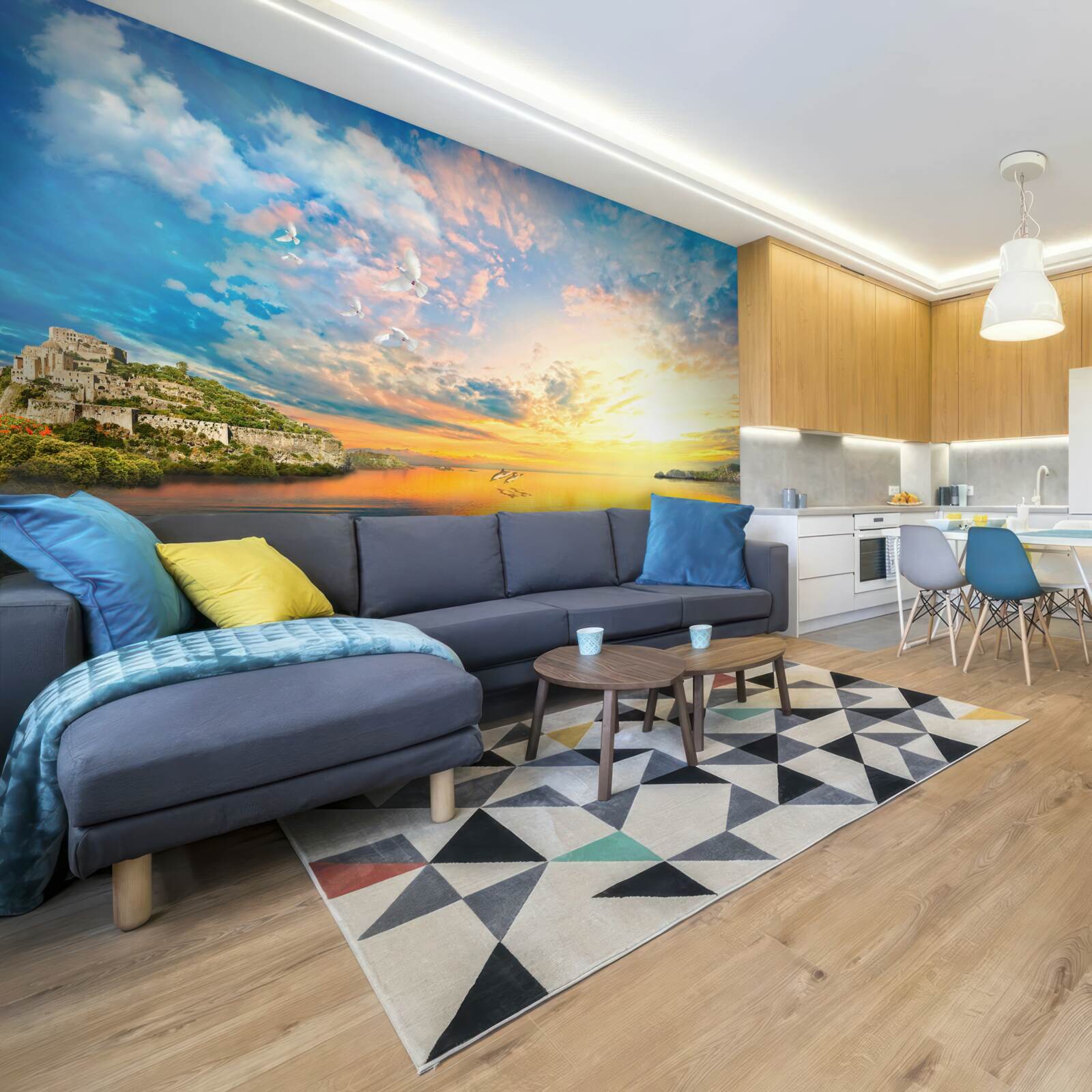 Fototapet delfinii ies din apă