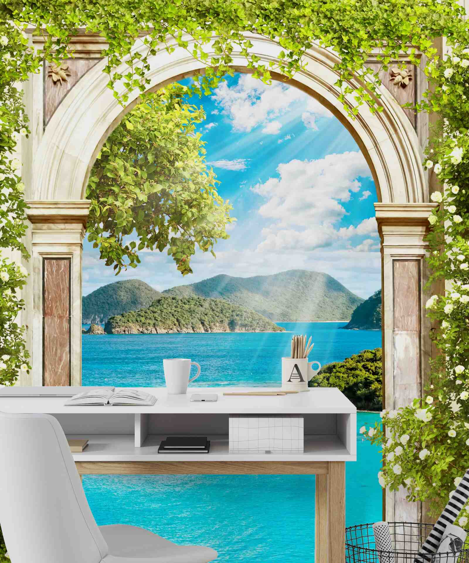 Fototapet arc verde cu vedere uimitoare la mare