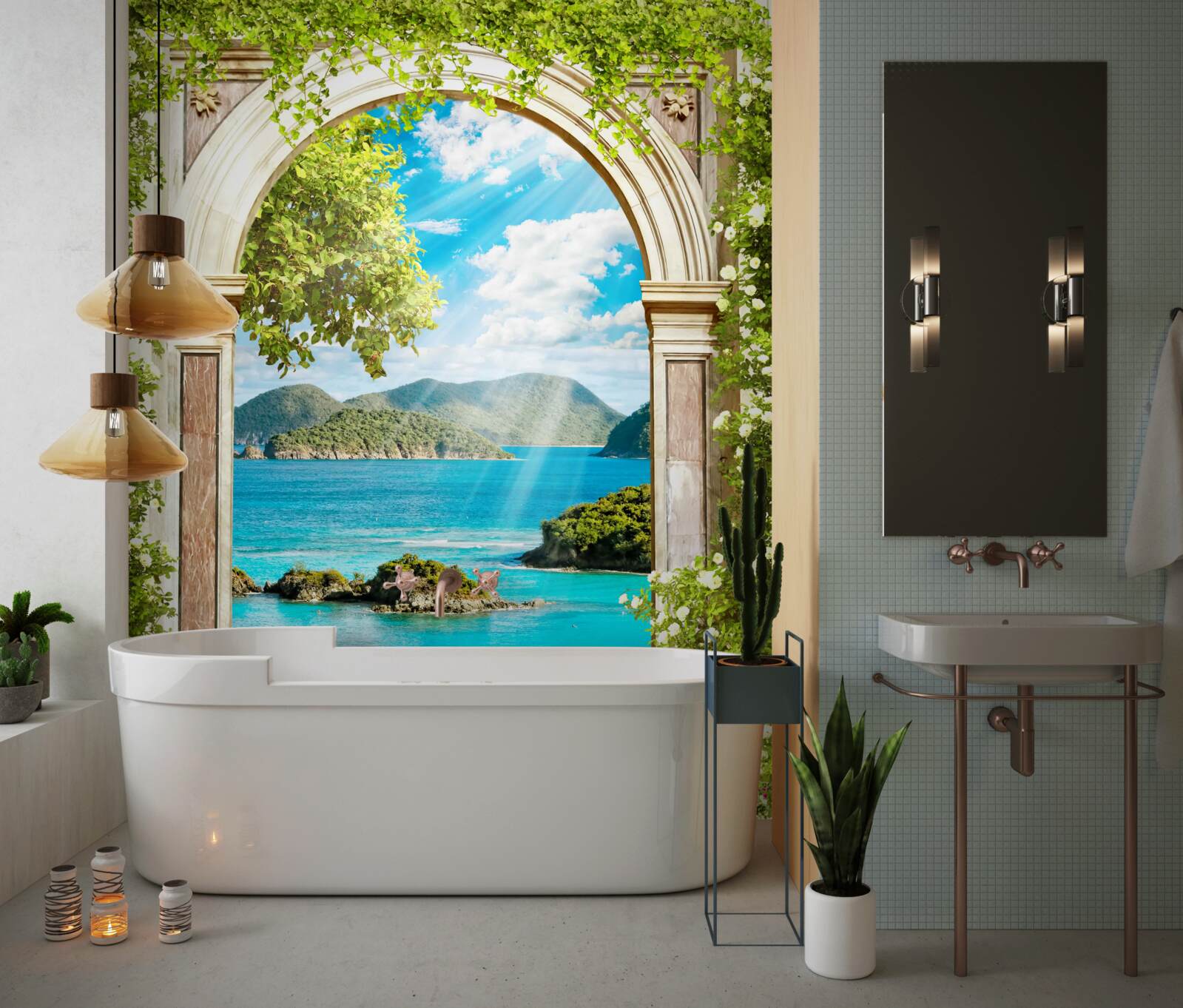 Fototapet arc verde cu vedere uimitoare la mare