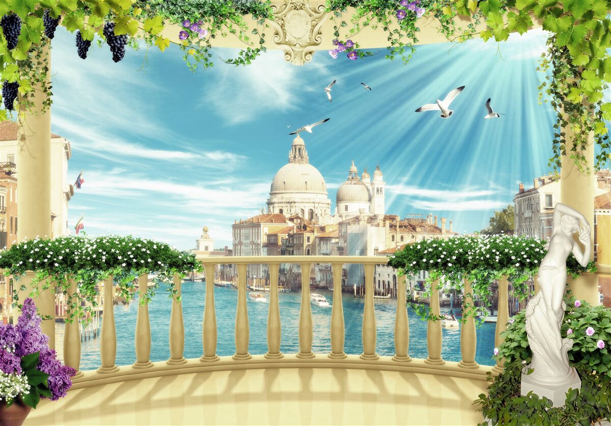 Fototapet priveliște din balcon a grandorii Veneției