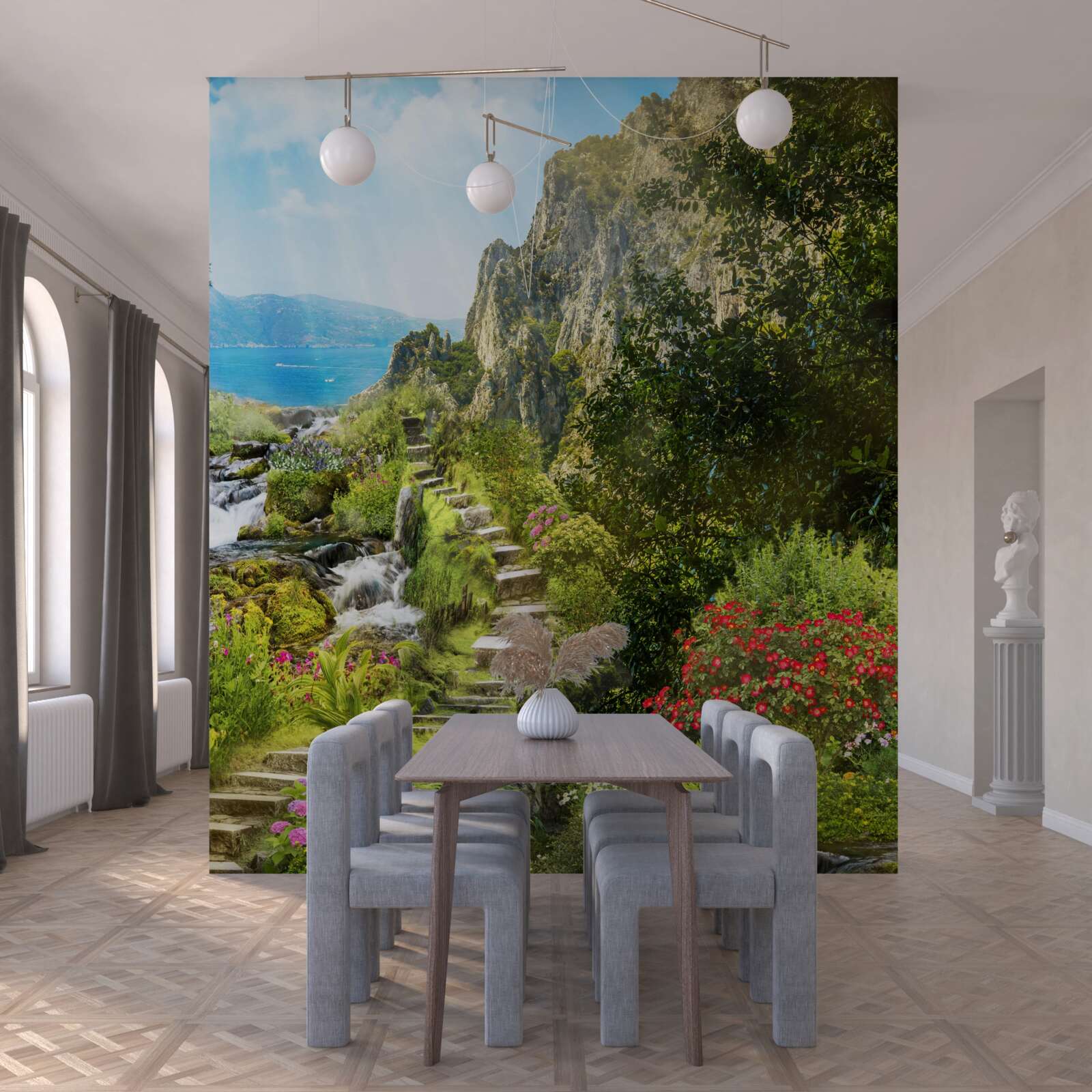 Fototapet grădină cu vedere la mare