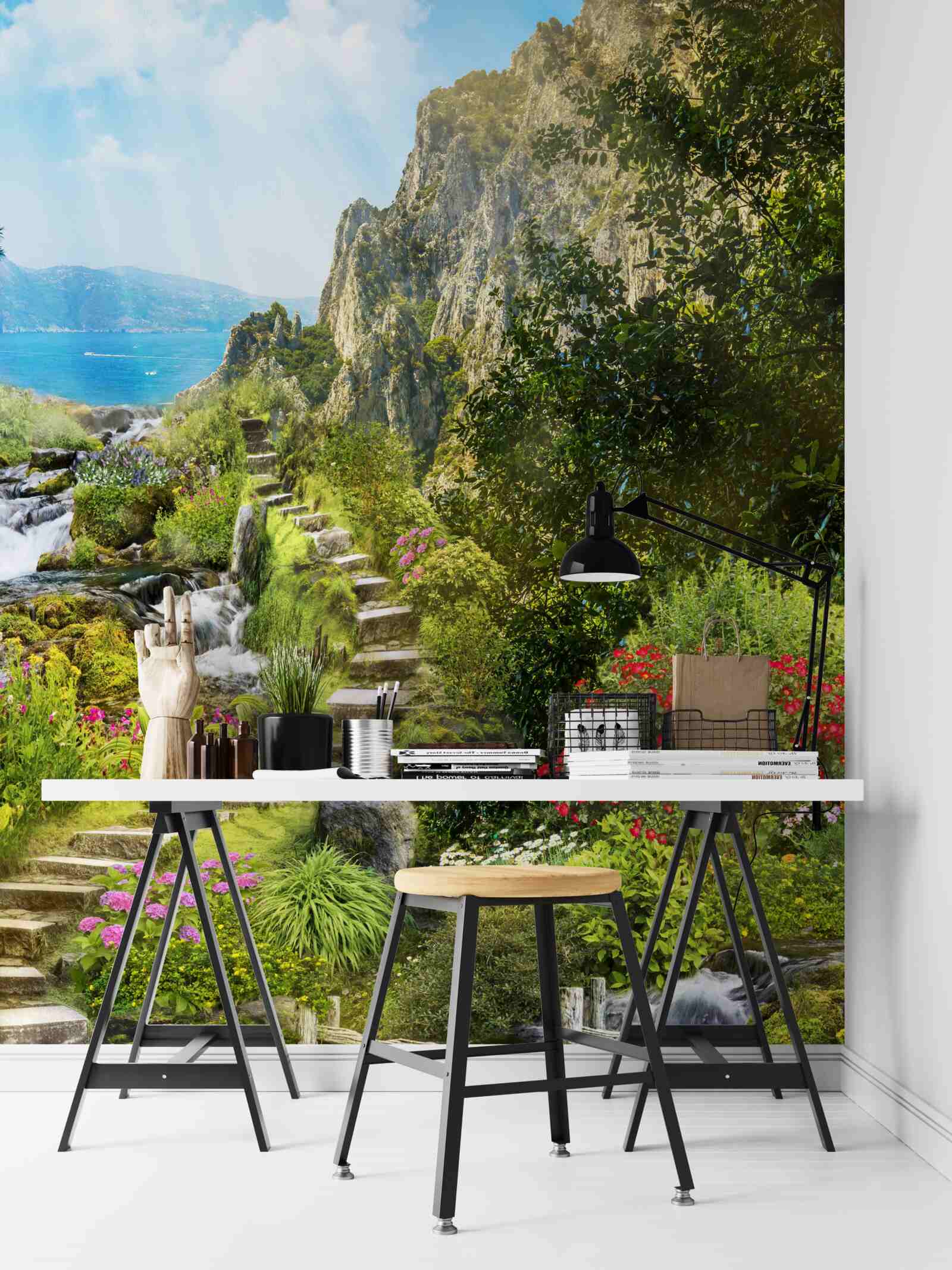 Fototapet grădină cu vedere la mare