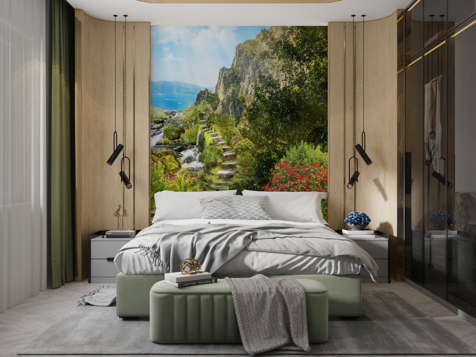 Fototapet grădină cu vedere la mare