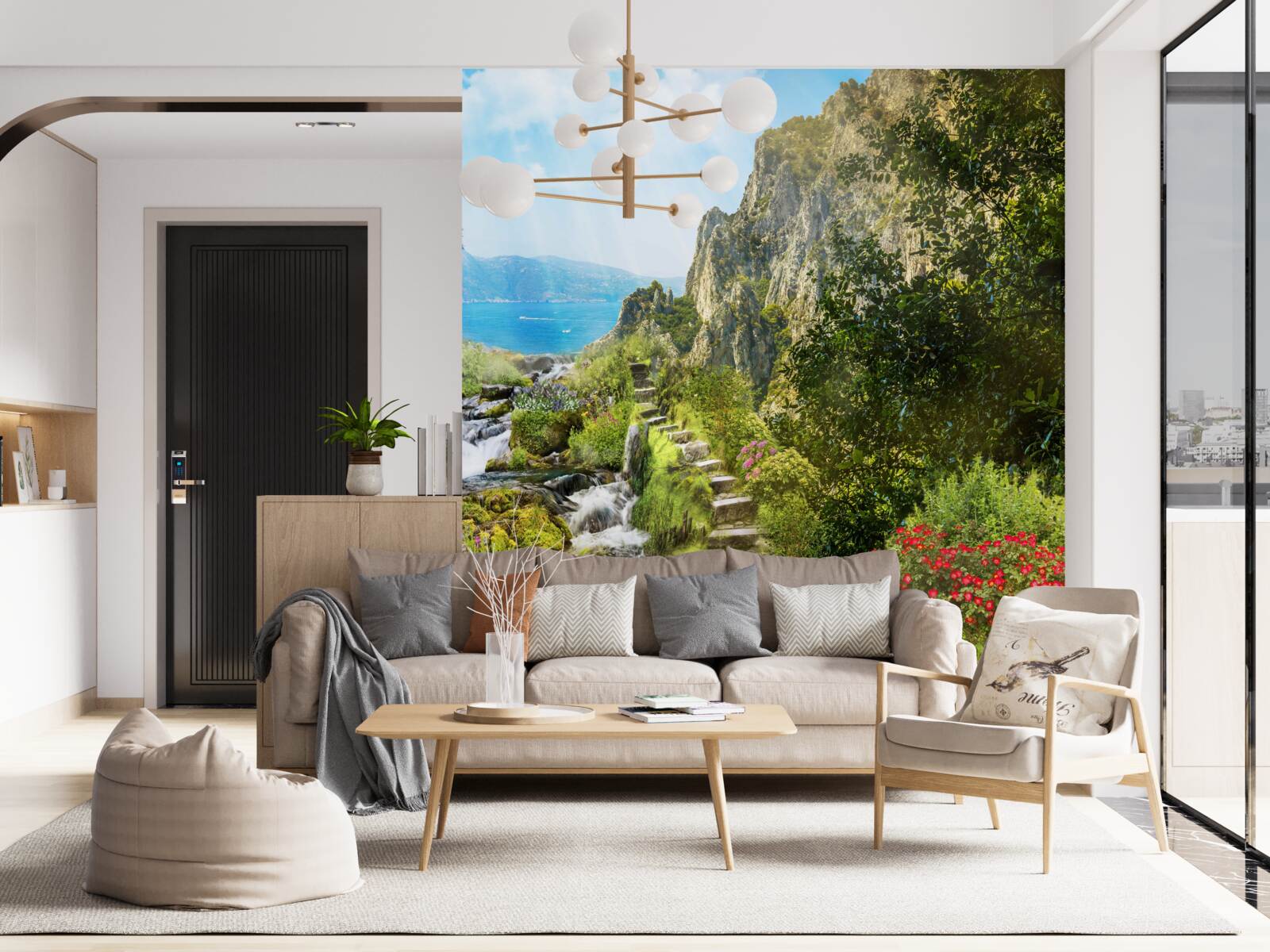 Fototapet grădină cu vedere la mare