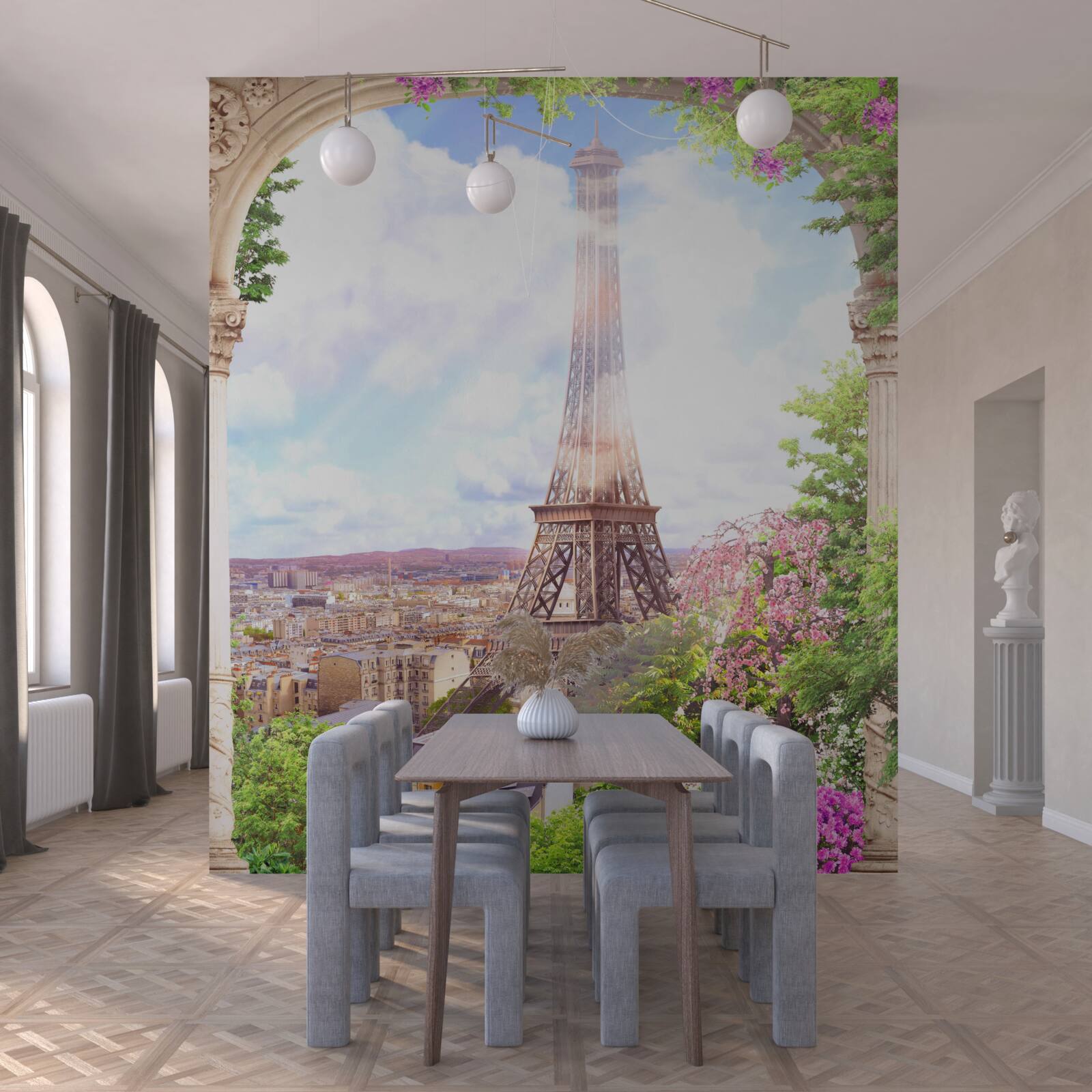 Fototapet panoramă a parisului cu turnul eiffel