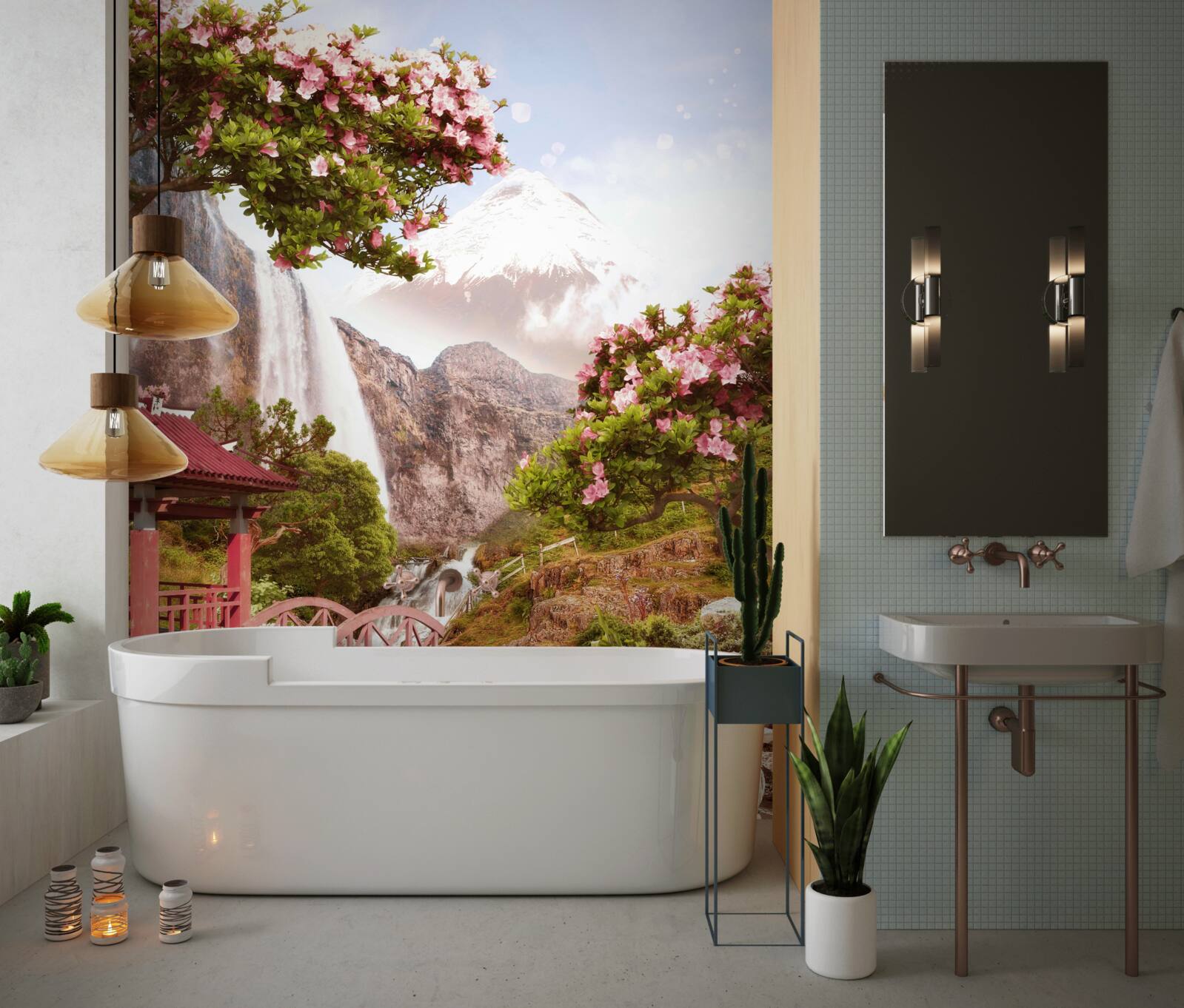 Fototapet o grădină înfloritoare cu frumusețe chinezească