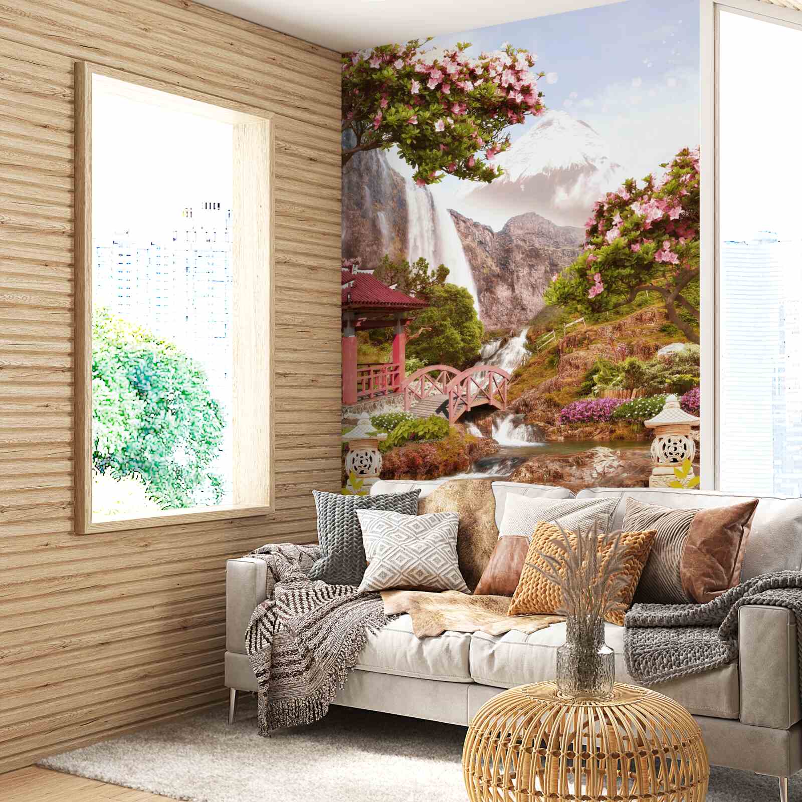 Fototapet o grădină înfloritoare cu frumusețe chinezească