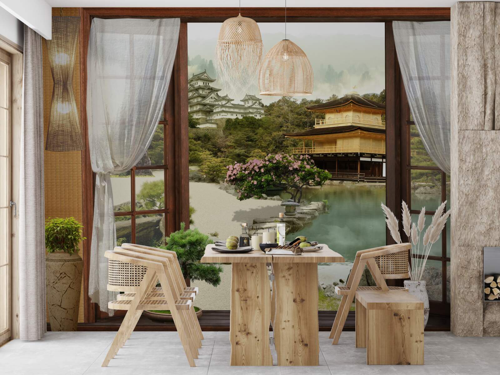 Fototapet vedere de la o casă în stil oriental