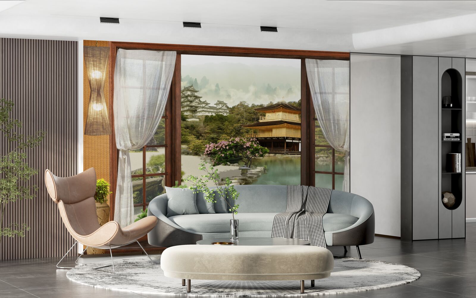 Fototapet vedere de la o casă în stil oriental