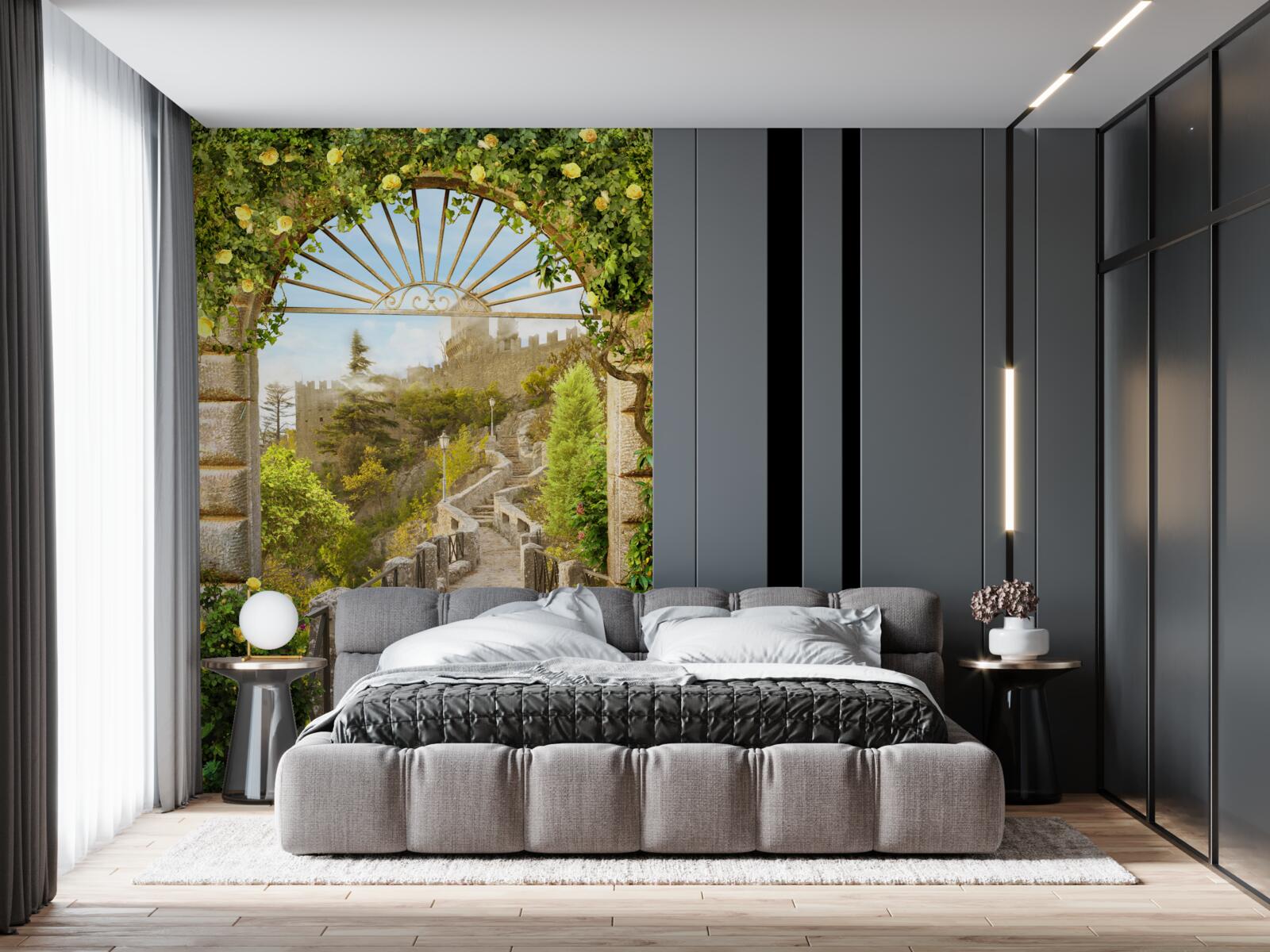 Fototapet arc verde decorat cu lămâi