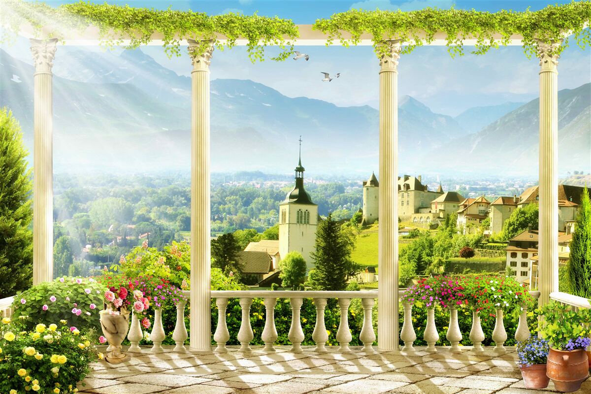 Fototapet vedere la italia de la balcon