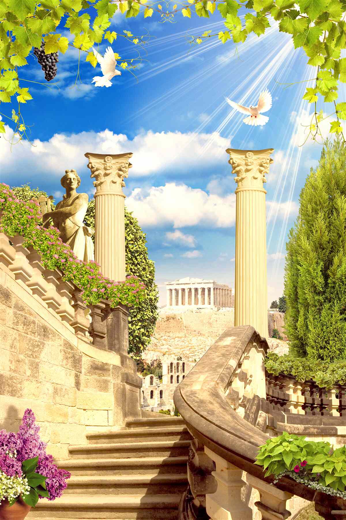 Fototapet Coloane și sculpturi în stil grecesc