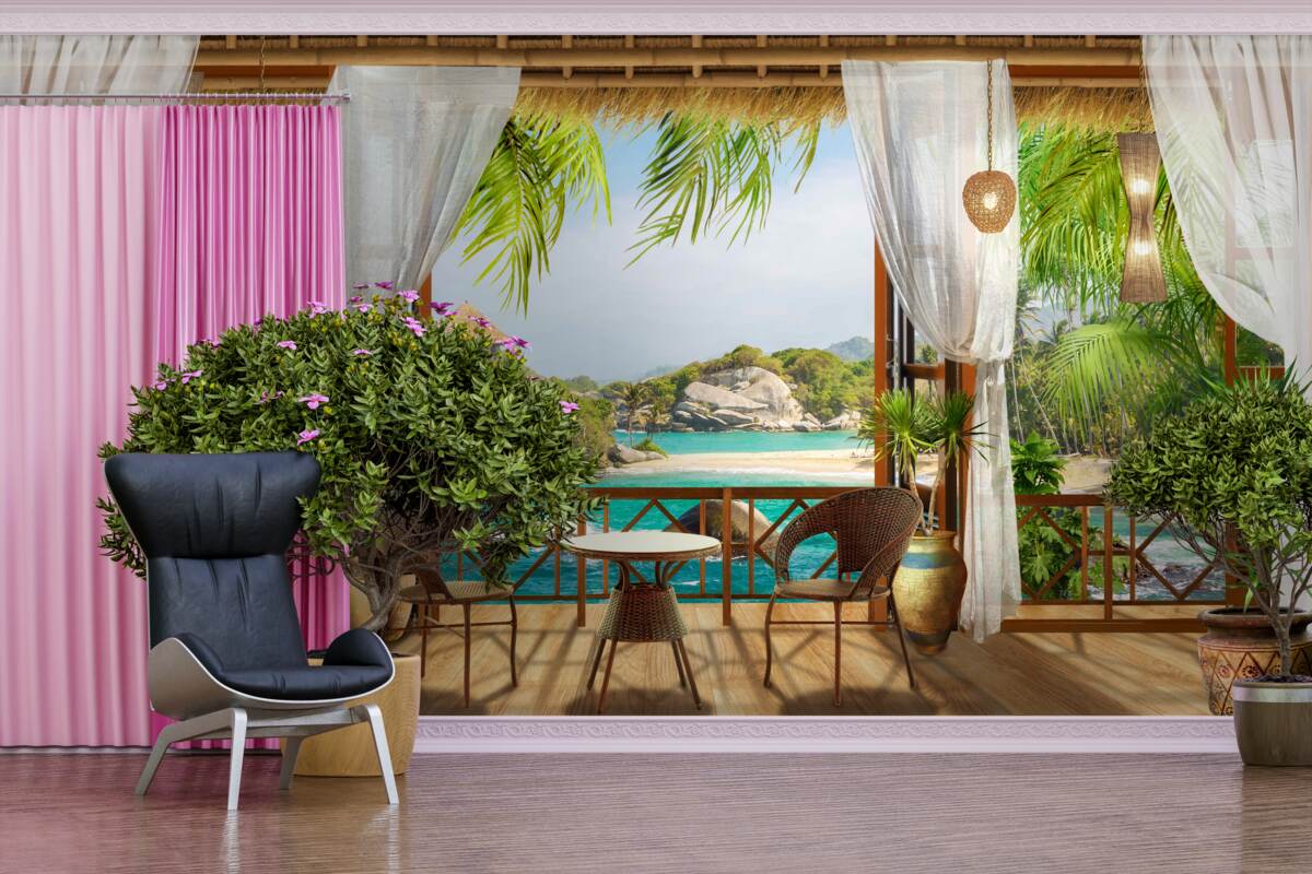 Fototapet verandă pe o insulă exotică
