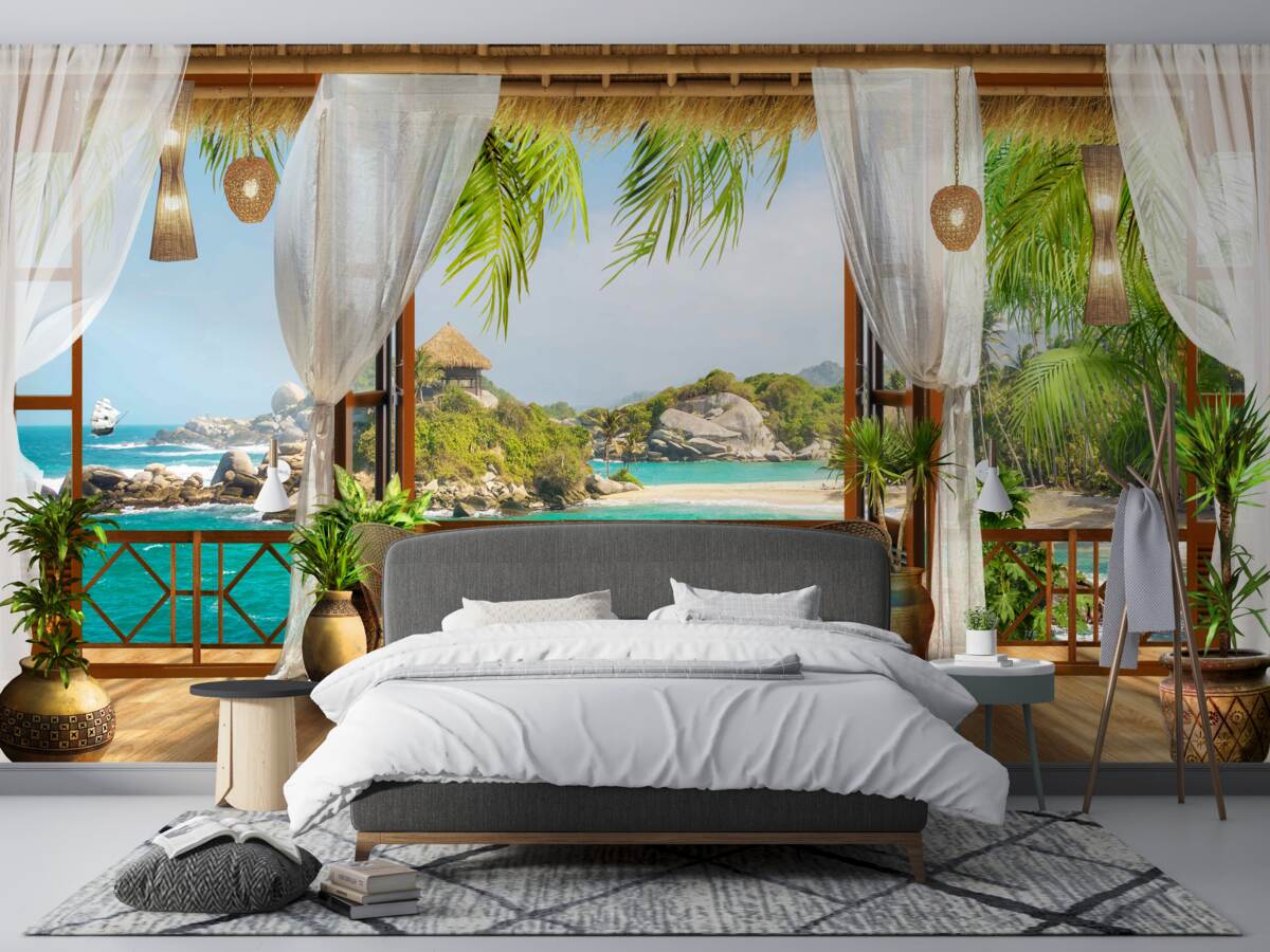 Fototapet verandă pe o insulă exotică