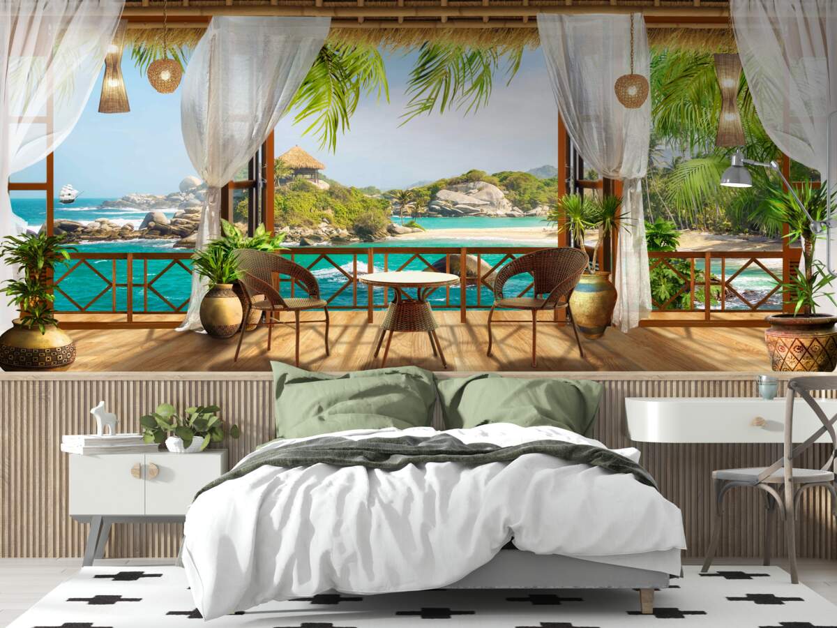 Fototapet verandă pe o insulă exotică