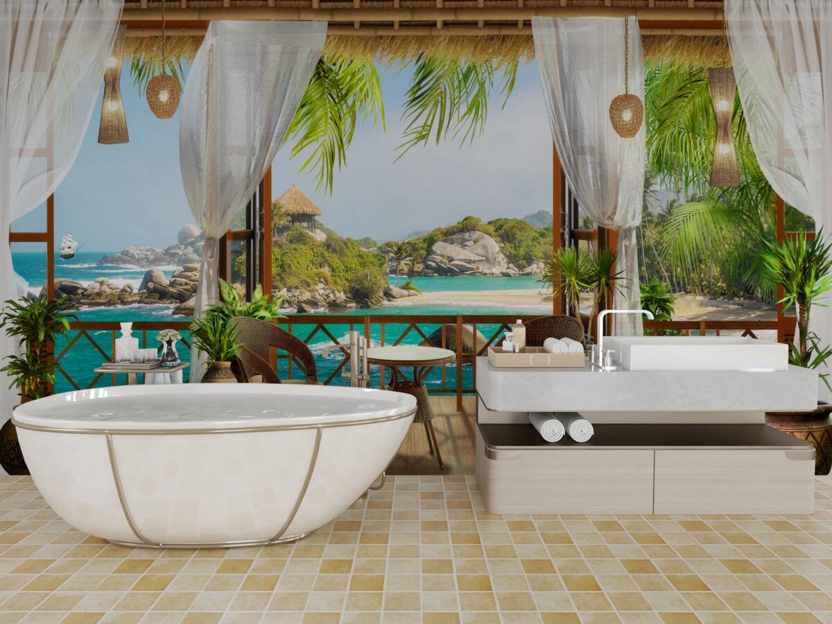 Fototapet verandă pe o insulă exotică