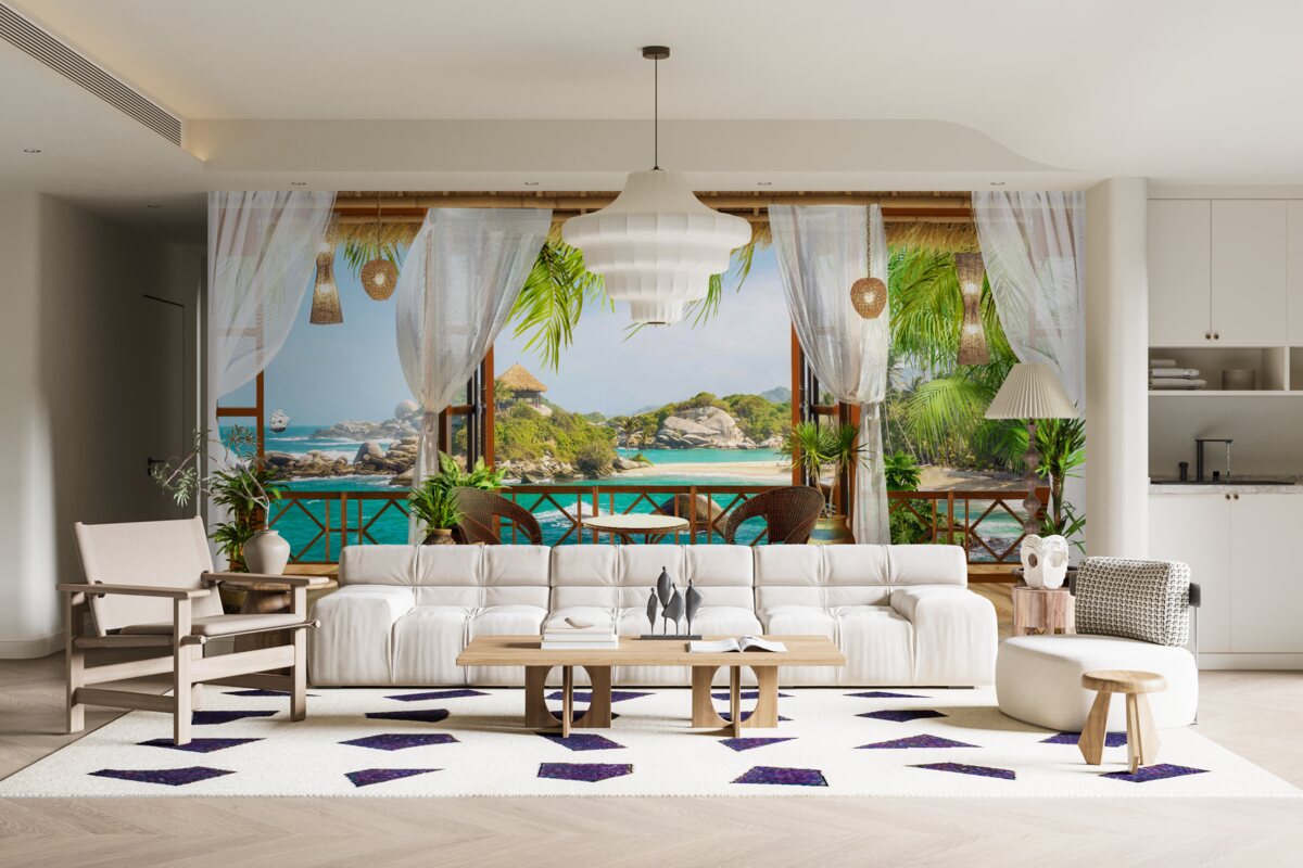 Fototapet verandă pe o insulă exotică