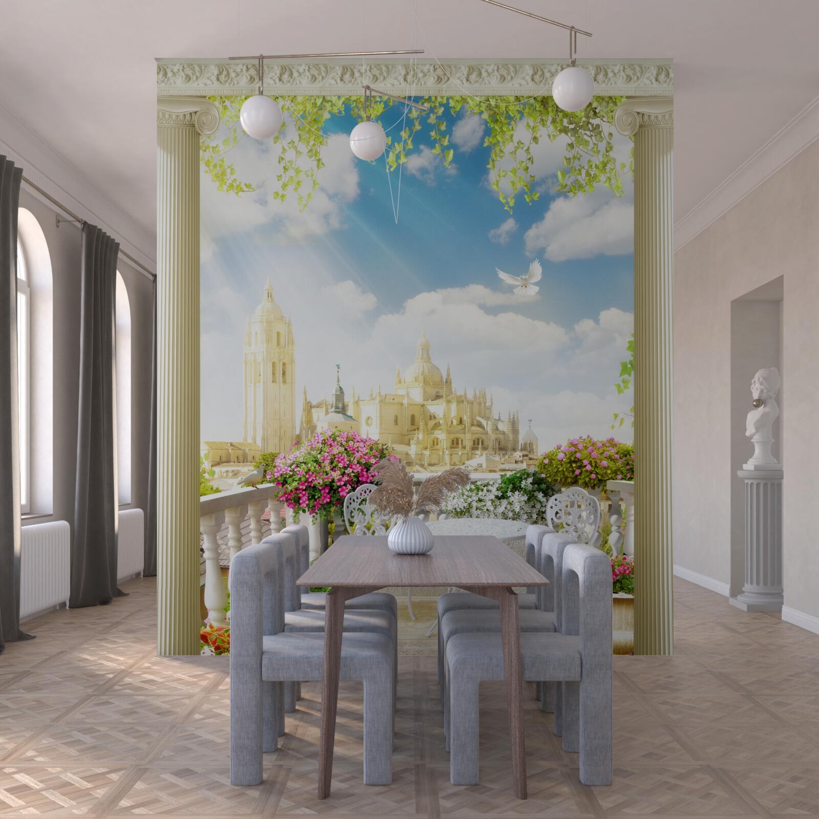 Fototapet terasă cu o vedere frumoasă la clădirile istorice