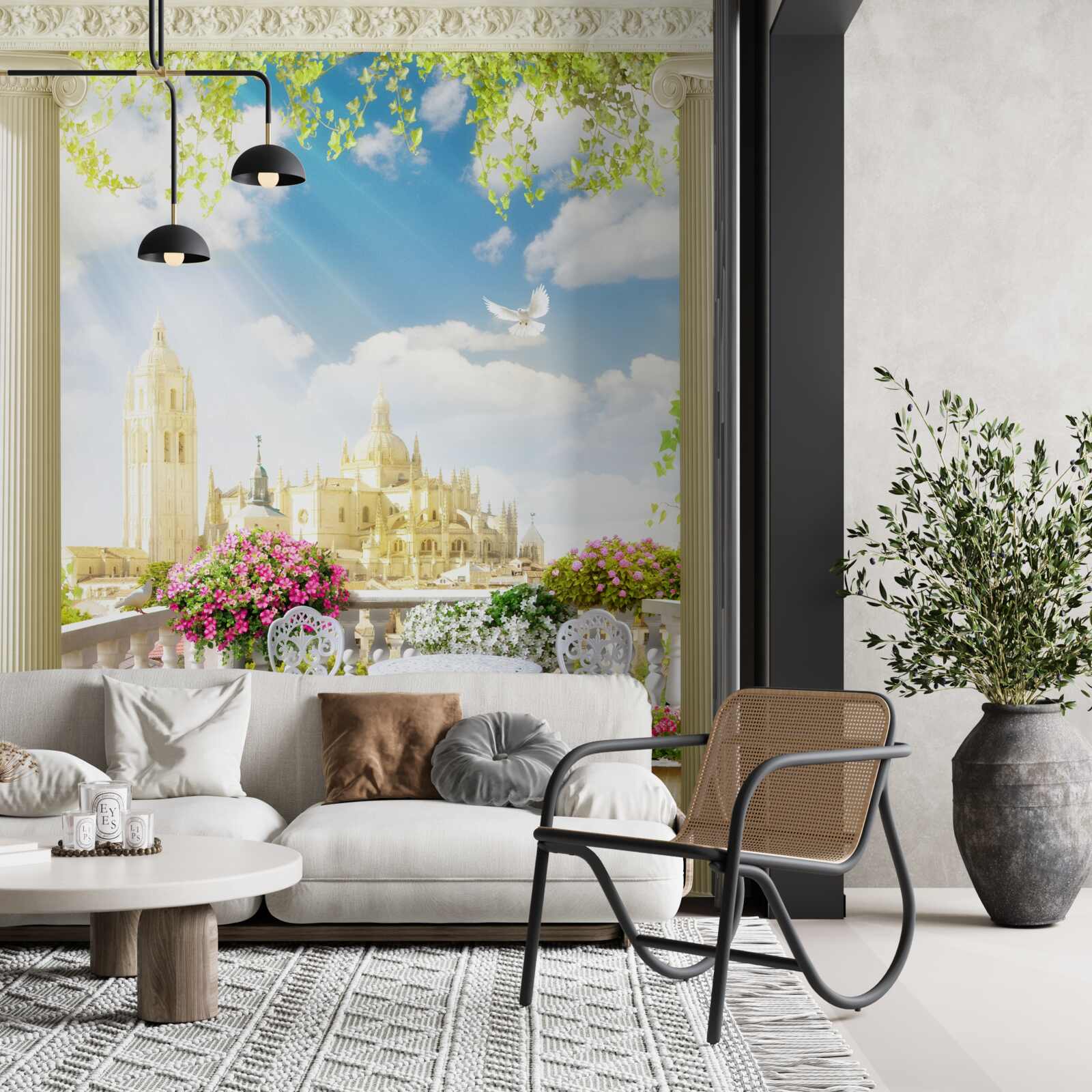 Fototapet terasă cu o vedere frumoasă la clădirile istorice