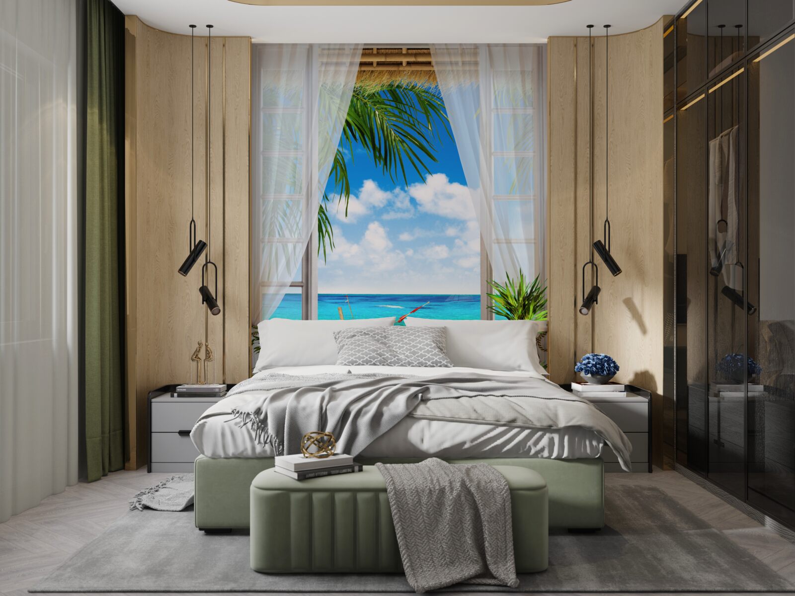 Fototapet acces la mare și la bărci