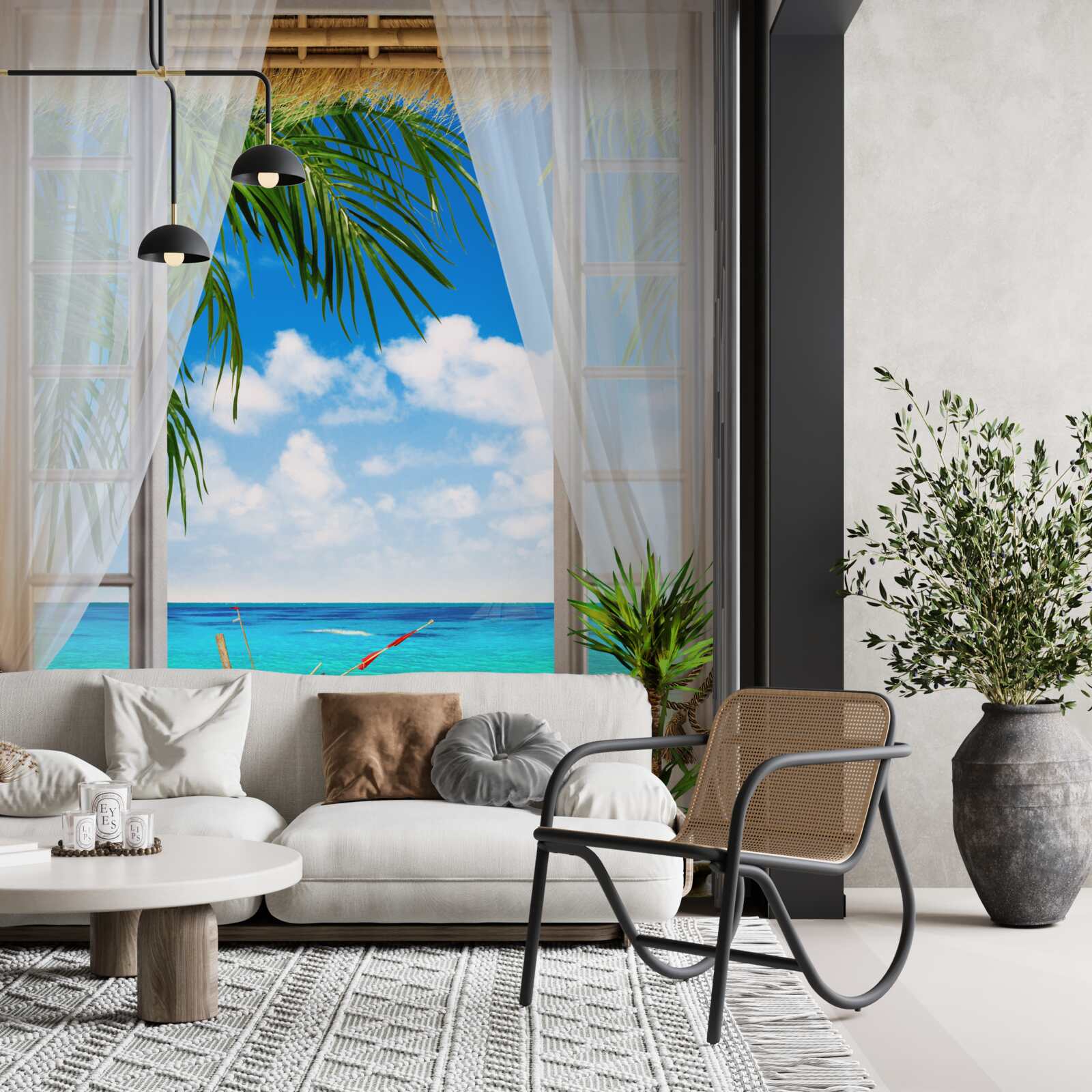 Fototapet acces la mare și la bărci