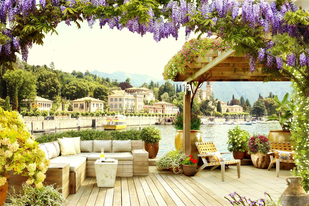 Fototapet obiect cu acoperiș de liliac