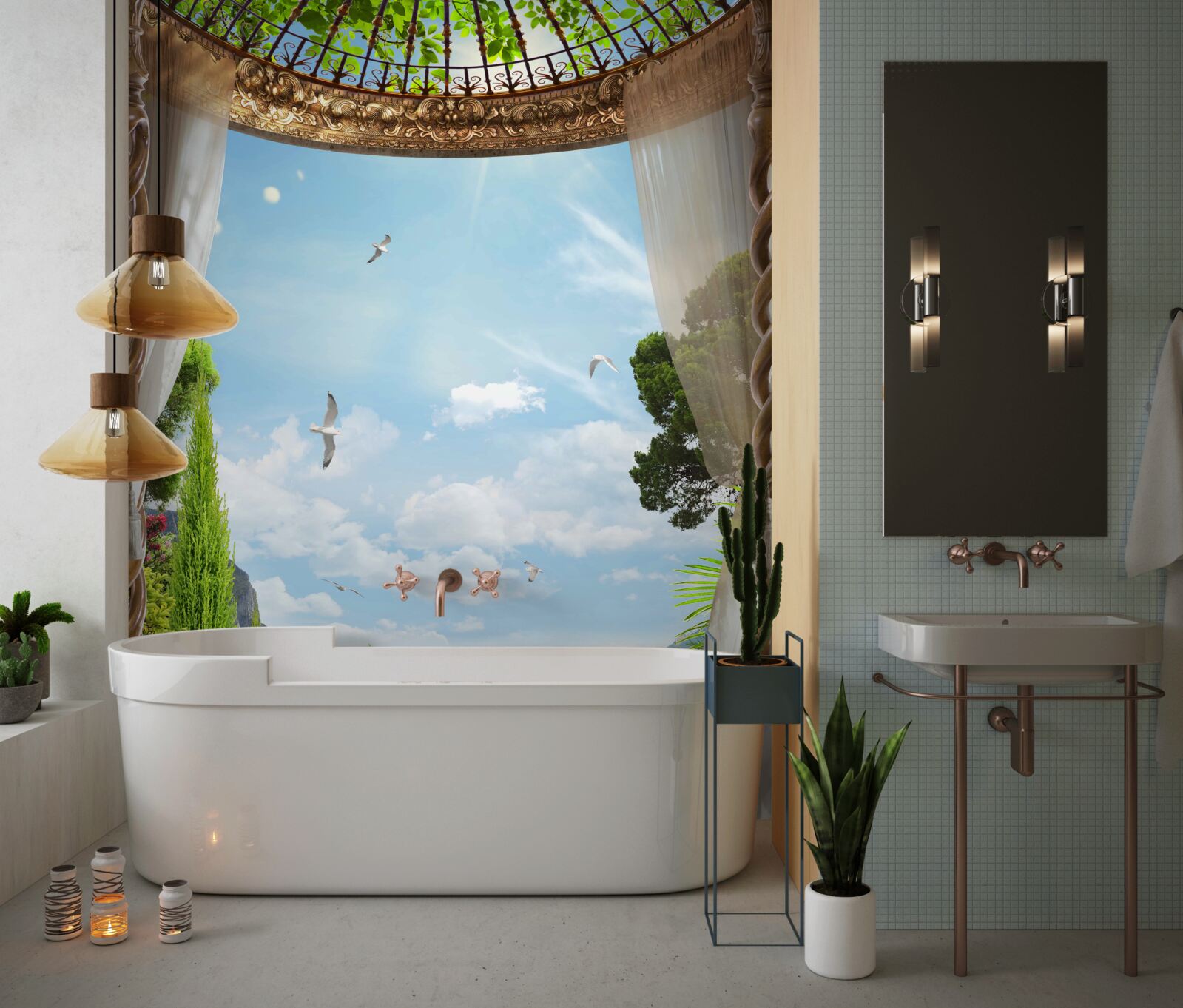 Fototapet priveliștea magnifică care poate fi admirată din balcon