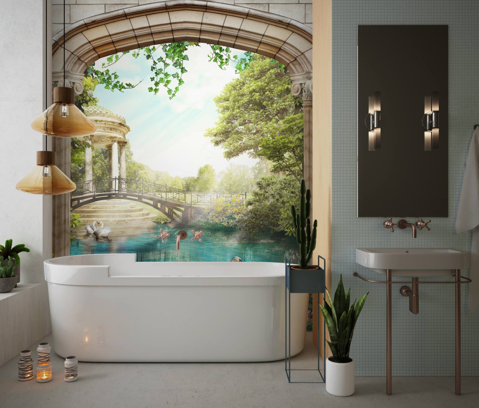 Fototapet Pavilionul Lacul lebedelor