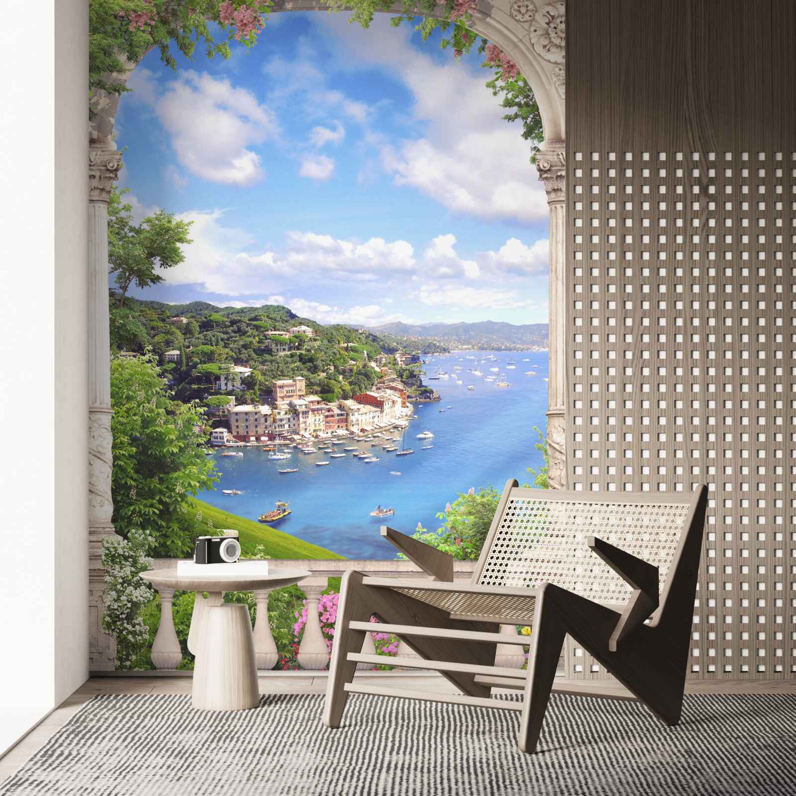 Fototapet terasa oferă vedere la oraș și la mare
