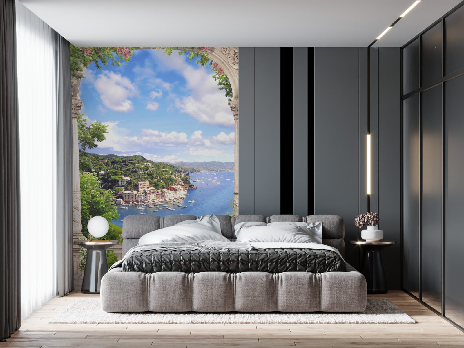 Fototapet terasa oferă vedere la oraș și la mare