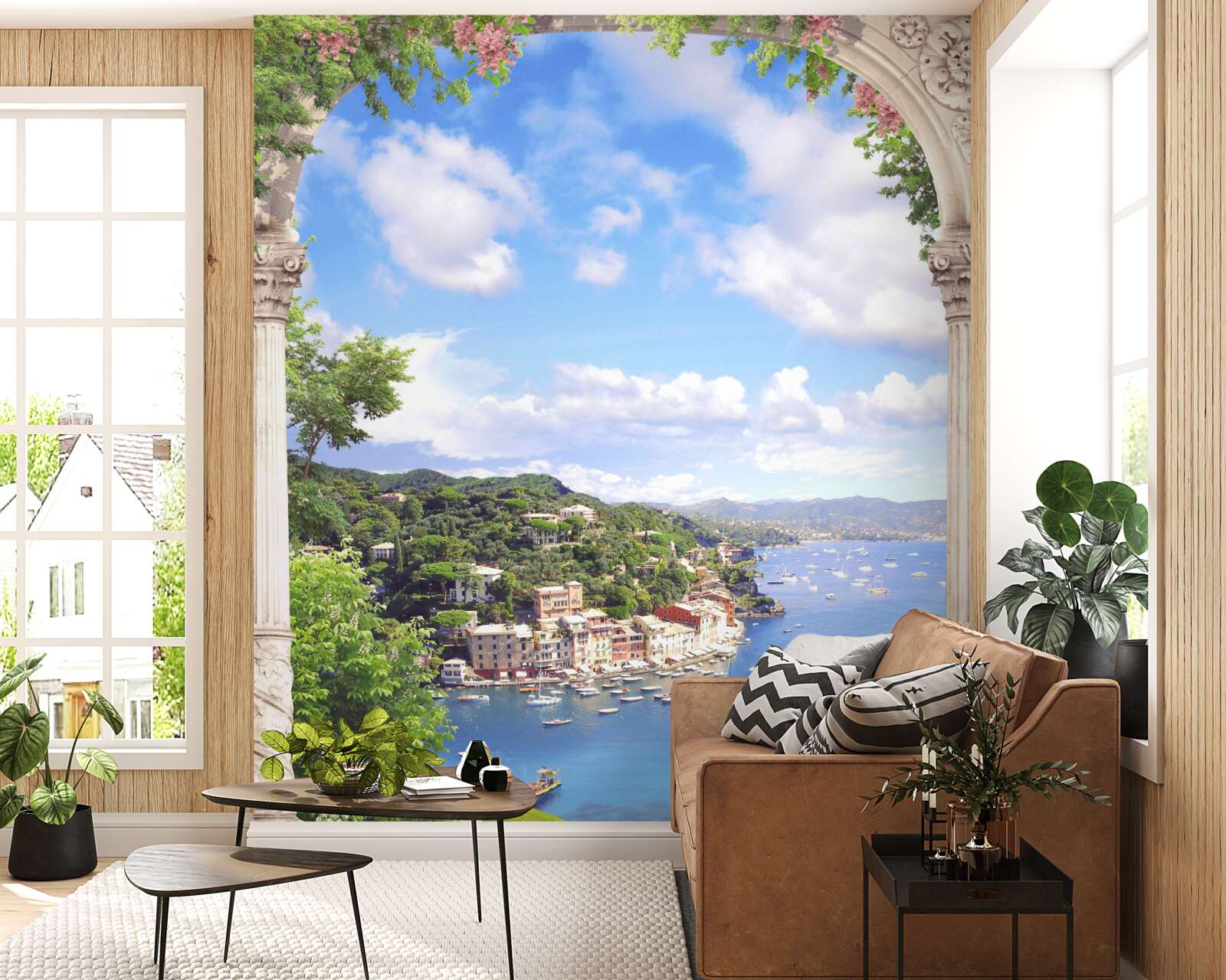 Fototapet terasa oferă vedere la oraș și la mare