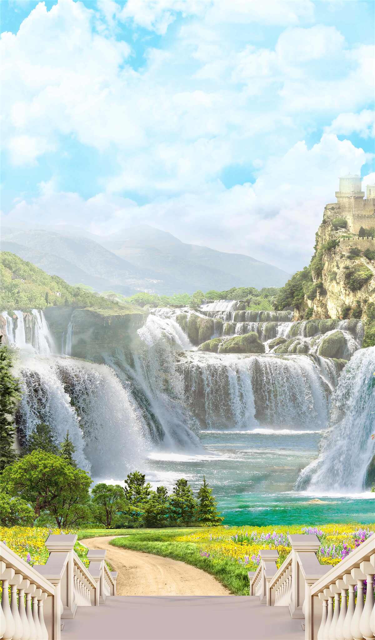 Fototapet poteca care duce la cascade