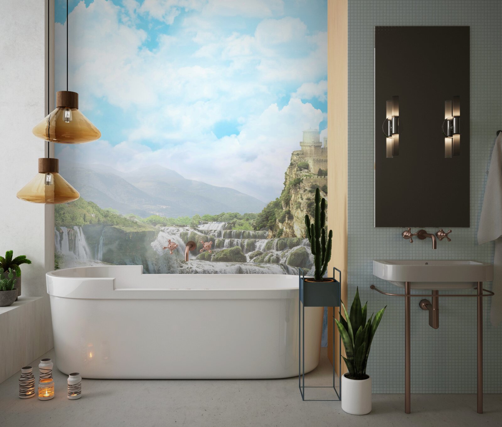 Fototapet poteca care duce la cascade