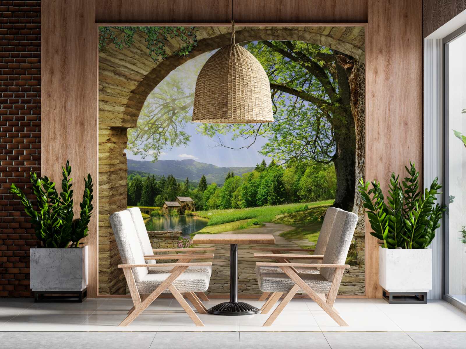 Fototapet ieșire din arc în pădure