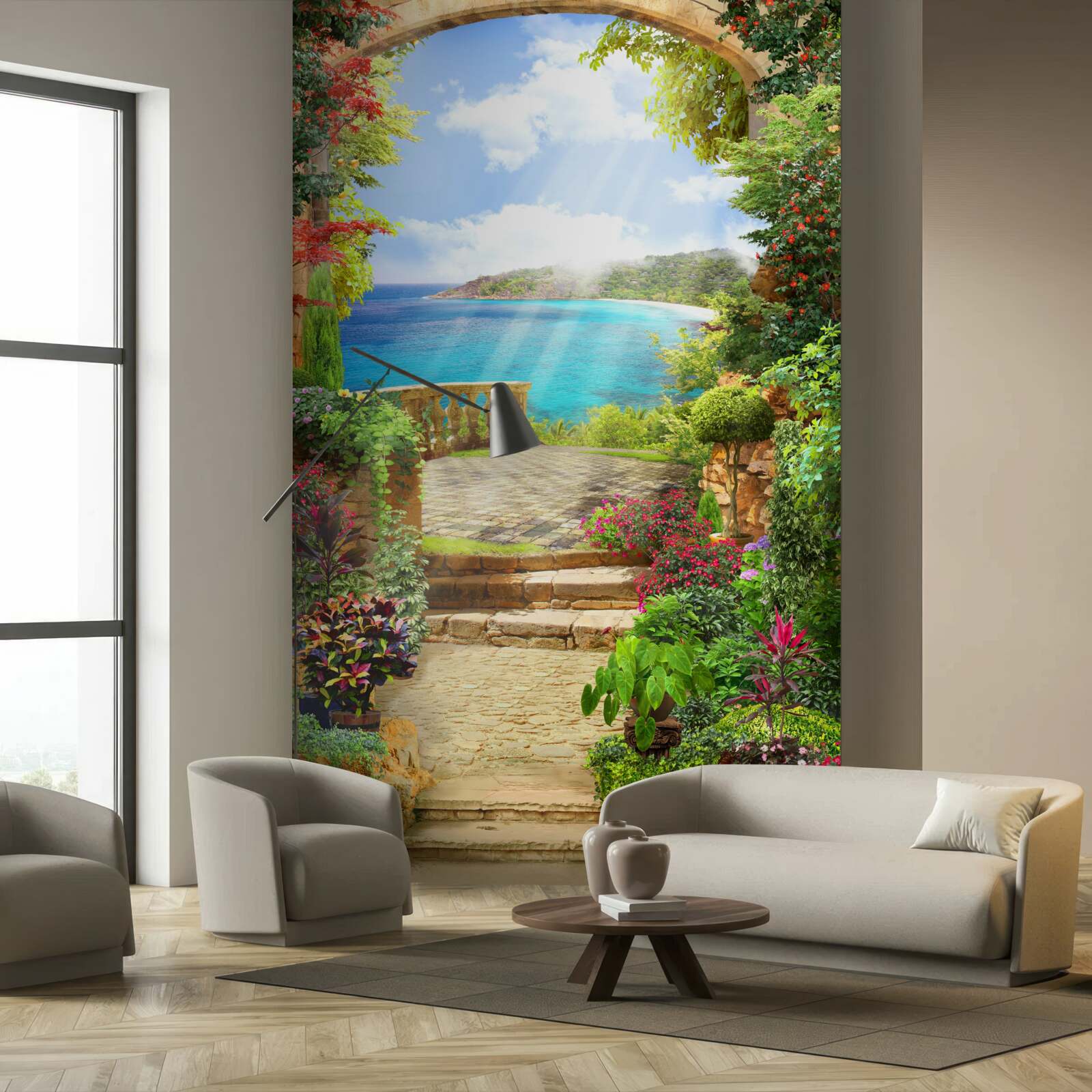 Fototapet cale spre terasa cu vedere la mare