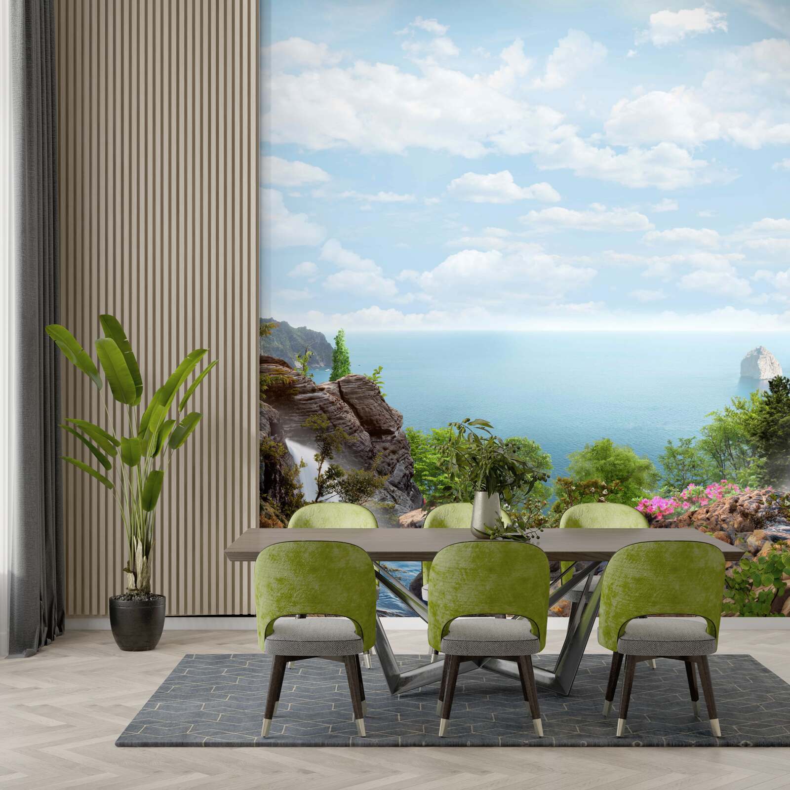 Fototapet cascadă pe marginea stâncii