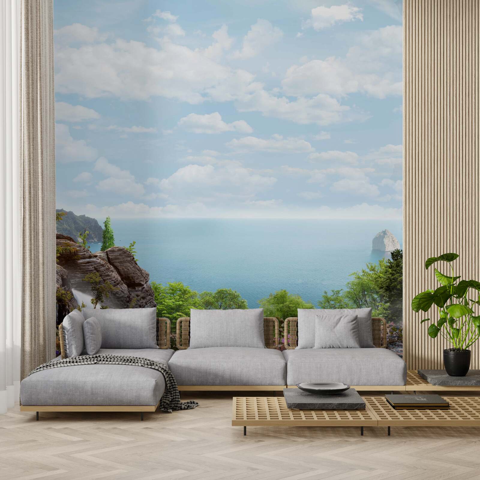 Fototapet cascadă pe marginea stâncii