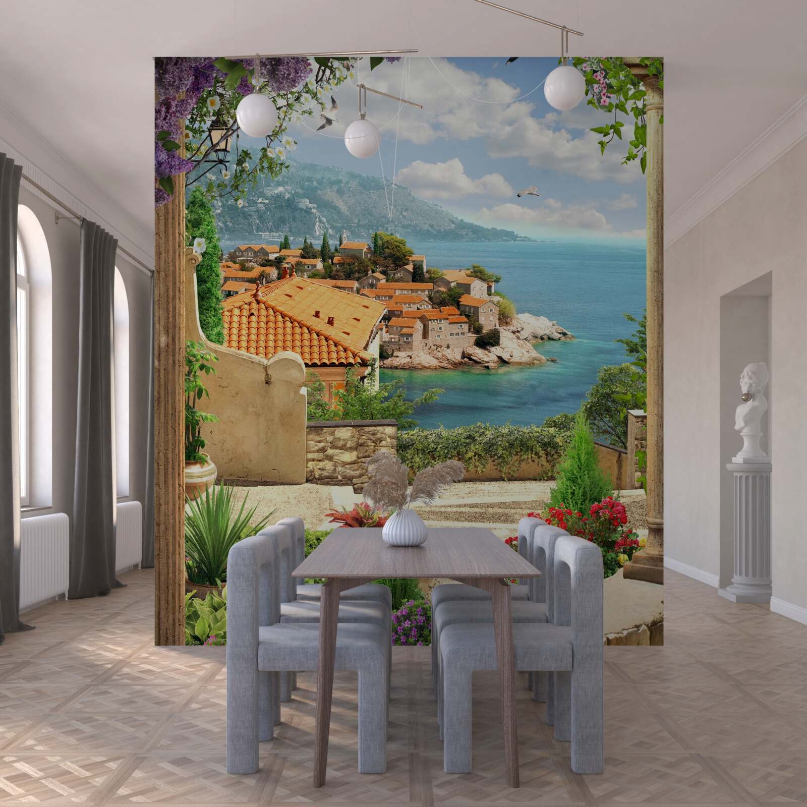 Fototapet curte confortabilă cu vedere la mare