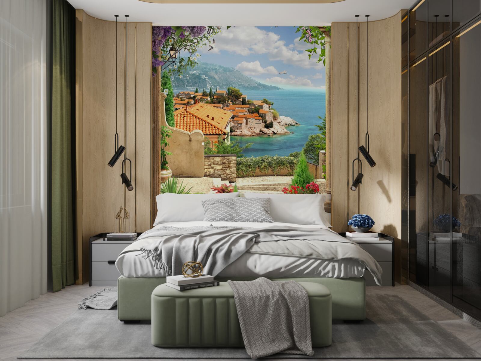 Fototapet curte confortabilă cu vedere la mare