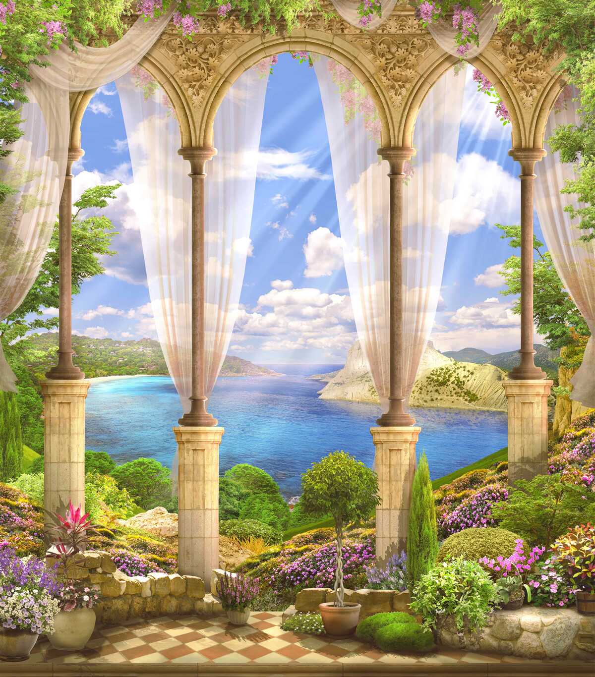 Fototapet suprafața mării se deschide de pe terasă