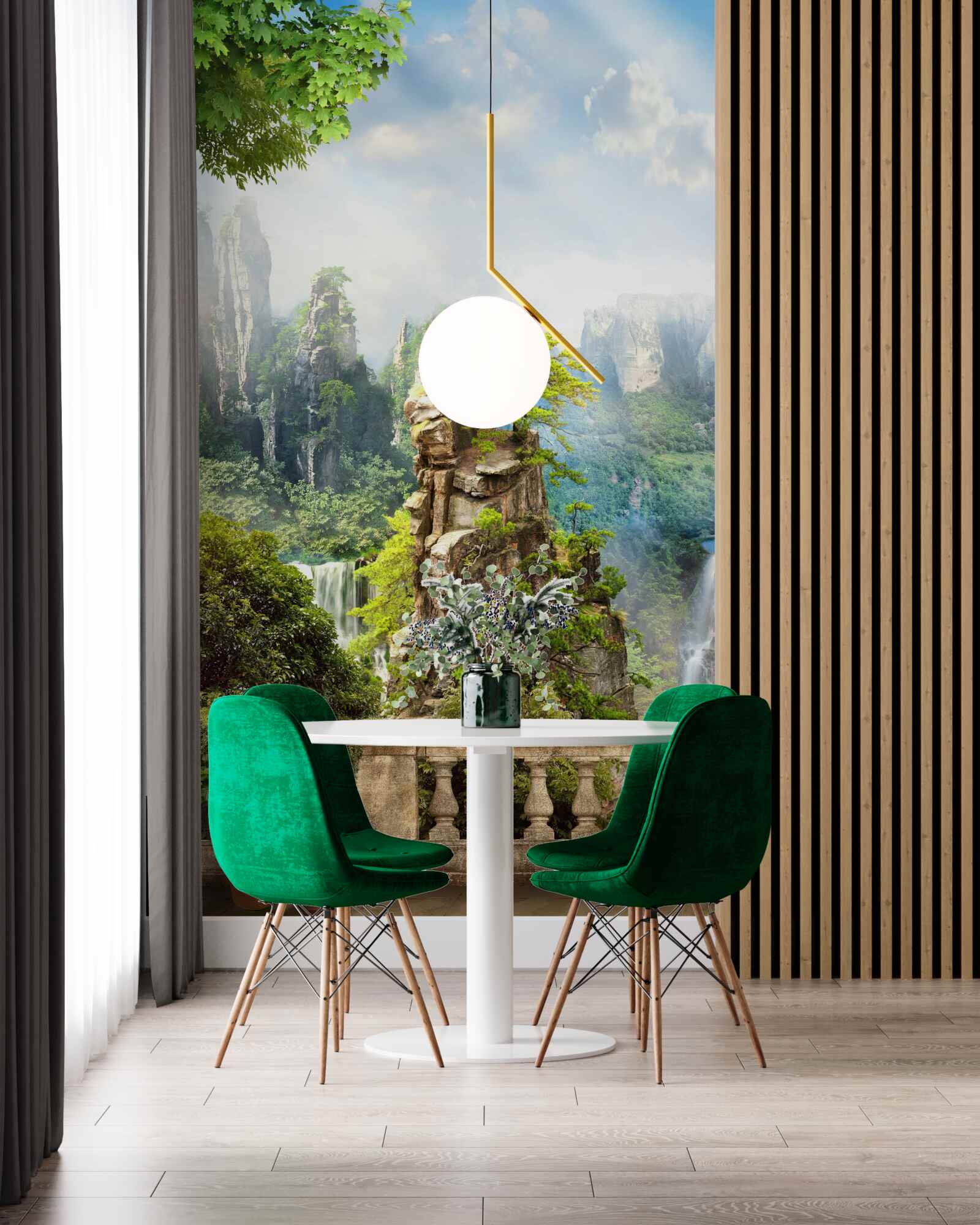 Fototapet stânci presărate cu copaci