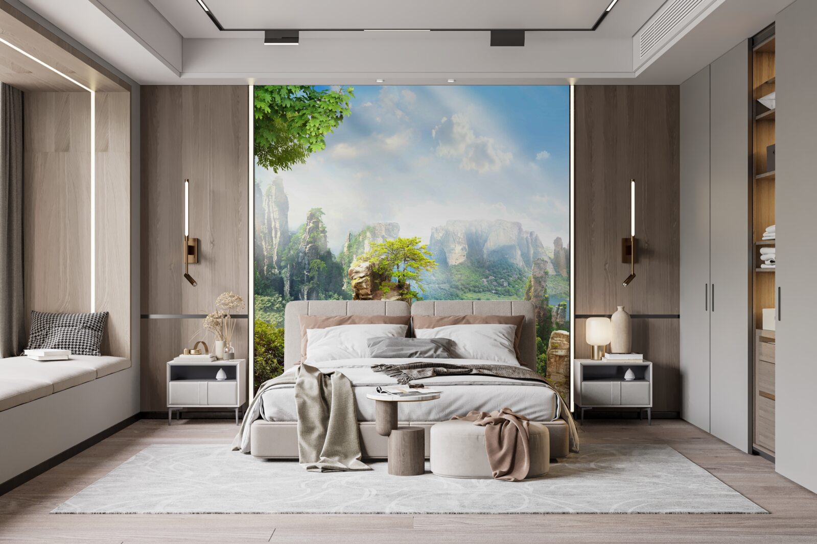 Fototapet stânci presărate cu copaci