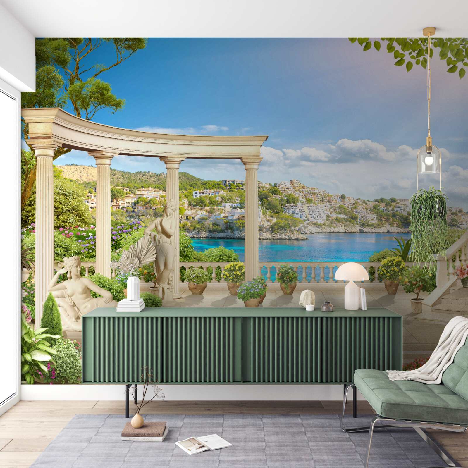 Fototapet statuie și arcuri pe un fundal de apă