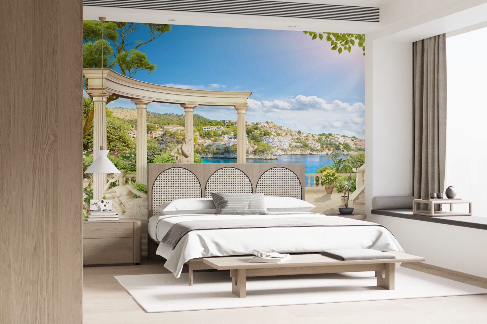 Fototapet statuie și arcuri pe un fundal de apă